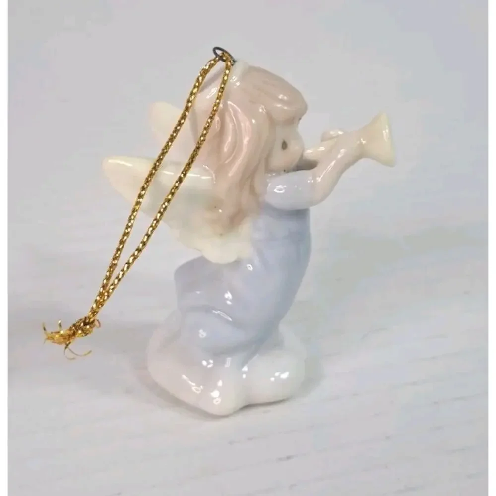Precious Moments Nativity Holy Family 1997 & Angel Horn Girl Ornament Lot Enesco